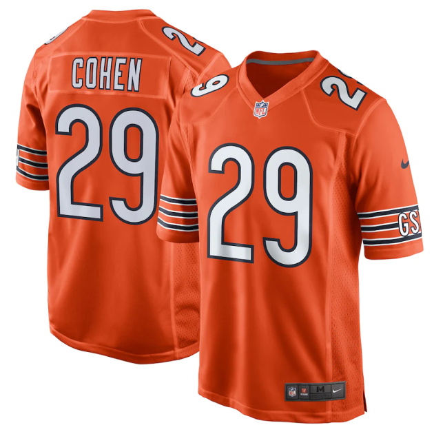 mens nike tarik cohen orange chicago bears alternate game jersey